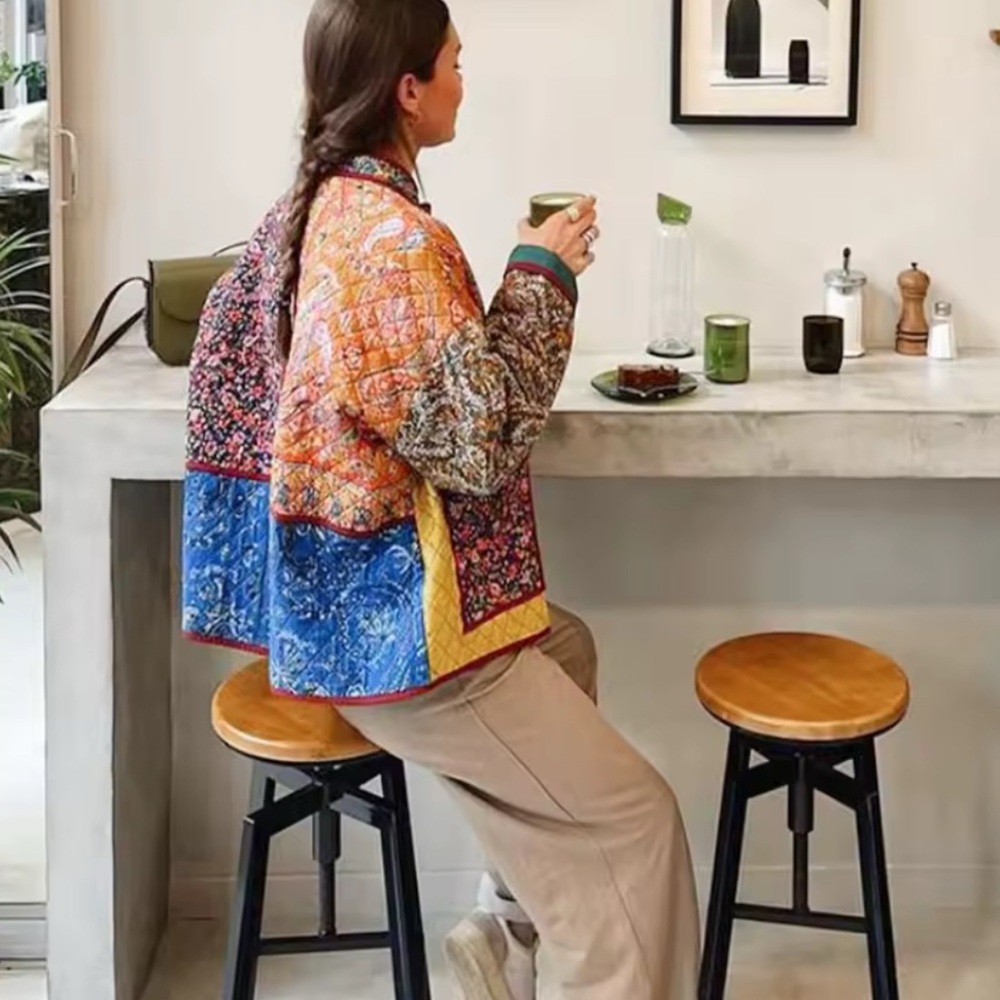 NEW Quilted Colorful Patchwork Quilted Jacket